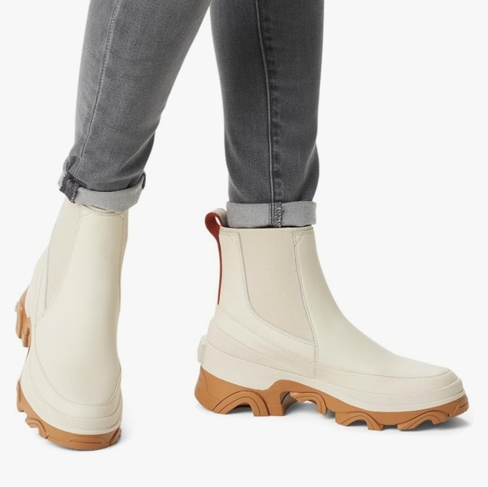 Sorel Brex Chelsea Leather Pull On Bootie Ankle Short Boots Seasalt Color